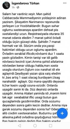 "Lor Hospital"dan Şəhid ailəsinə HÖRMƏTSİZLİK... - AYIBDIR, VALLAH...