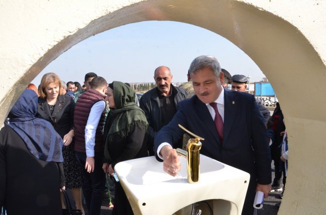 Tərtərdə Vətən müharibəsi şəhidlərinin xatirəsinə  inşa edilmiş bulağının açılışı olub