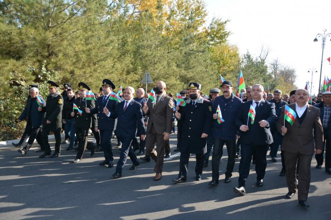 Tərtərdə 8 Noyabr-Zəfər Günü münasibətilə yürüş və tədbir keçirilib