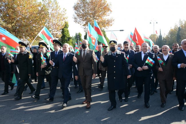 Tərtərdə 8 Noyabr-Zəfər Günü münasibətilə yürüş və tədbir keçirilib